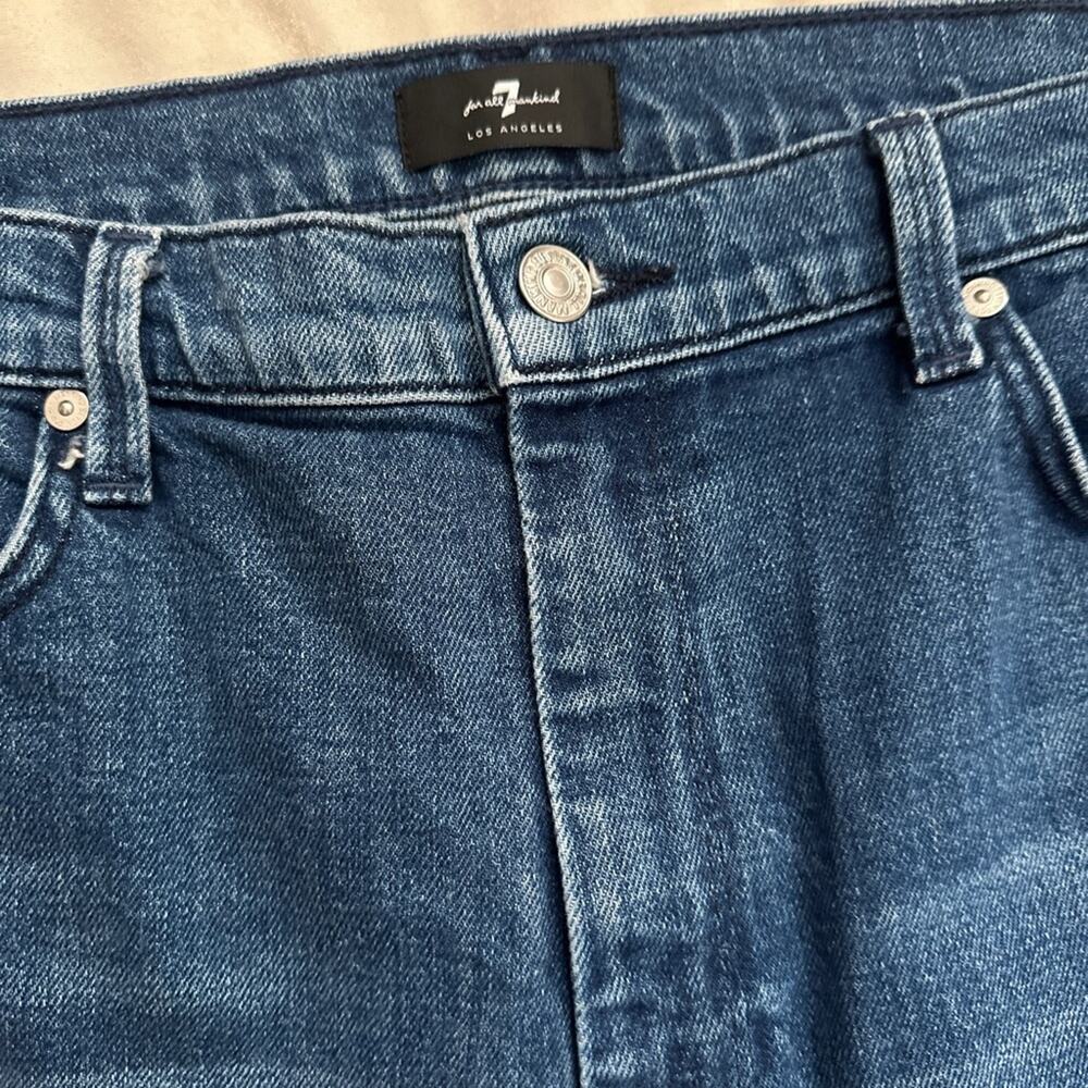 7 For All Mankind High Waist Skinny Jeans - Denim Blue and Light Blue - Picture 2 of 6